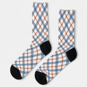 Elegante Eenvoudige Herfst Plaid Blauw & Rood Patr Sokken