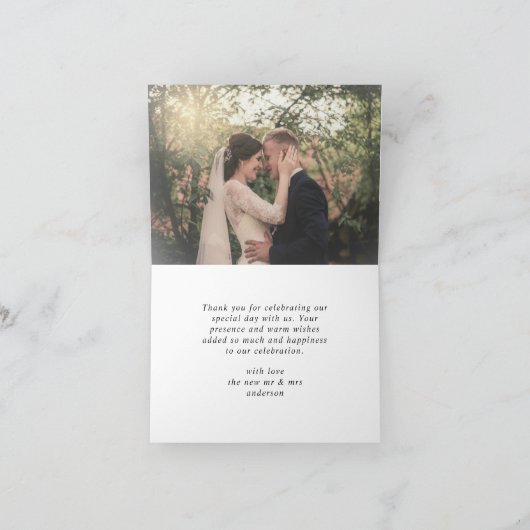 Elegante Eenvoudige Huwelijk Bedankt Script Foto (Binnen)