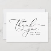 Elegante Eenvoudige Huwelijk Dank Je Script Foto  Bedankkaart (Voorkant)
