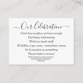 Elegante Eenvoudige Huwelijk Geen Cadeaus Geld Ged Informatiekaartje (Voorkant)