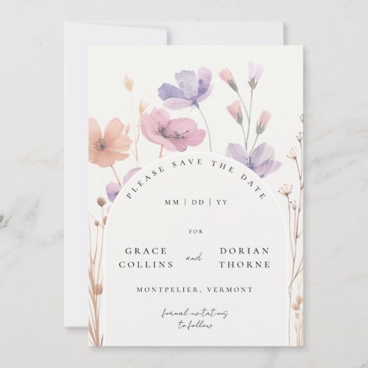 Elegante eenvoudige ivoren witte rustieke neutrale save the date (Voorkant)