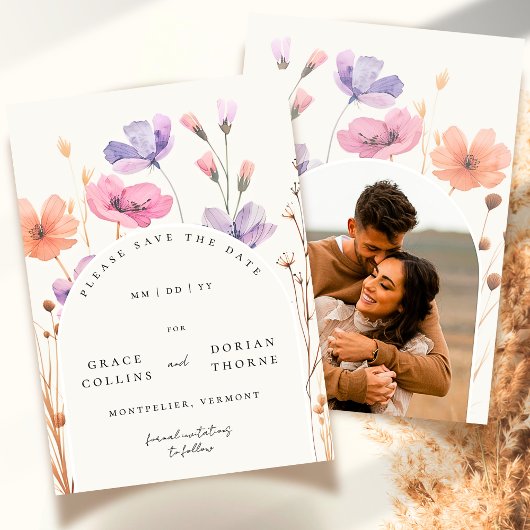 Elegante eenvoudige ivoren witte rustieke neutrale save the date