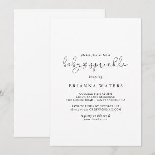 Elegante eenvoudige kalligrafie Baby Sprinkle Kaart