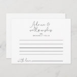 Elegante eenvoudige kalligrafie bruiloft advies Ka Briefkaart<br><div class="desc">Deze elegante eenvoudige kalligrafie bruiloft advies kaart is perfect voor een rustieke bruiloft. Het eenvoudige en elegante ontwerp heeft klassieke en fancy scripttypografie in zwart-wit. Deze kaarten zijn ideaal voor een bruiloft, vrijgezellenfeest, baby shower, afstudeerfeest & meer. Personaliseer de kaarten met de namen van de bruid en bruidegom, aanstaande ouders...</div>