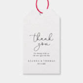 Elegante eenvoudige kalligrafie bruiloft dank u cadeaulabel (Voorkant)