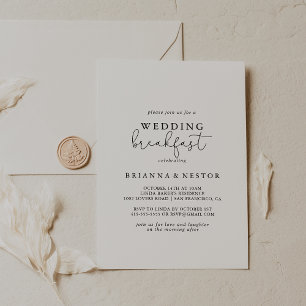 Elegante eenvoudige kalligrafie bruiloft ontbijt kaart