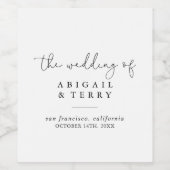 Elegante eenvoudige kalligrafie bruiloft wijn labe wijn etiket (Enkel label)