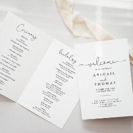 Elegante eenvoudige kalligrafie gevouwen bruiloft programma