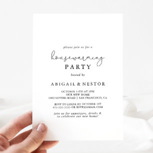Elegante eenvoudige kalligrafie Housewarming Party Kaart