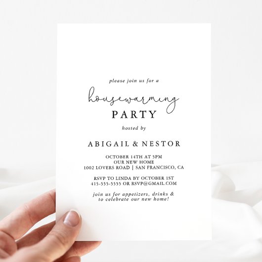 Elegante eenvoudige kalligrafie Housewarming Party Kaart