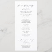 Elegante Eenvoudige Kalligrafie Moderne Trouwprogr Menu (Achterkant)