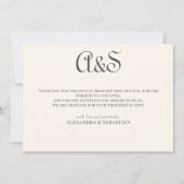 Elegante eenvoudige kalligrafie Monogram bruiloft  Bedankkaart (Achterkant)