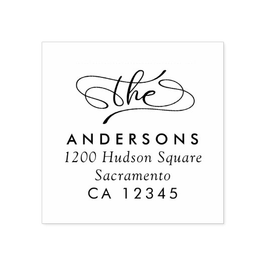 Elegante eenvoudige kalligrafie retouradres Klassi Rubberstempel (Afrduk)