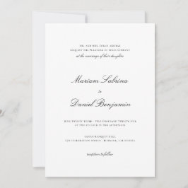 Elegante eenvoudige kalligrafie script wit bruilof kaart