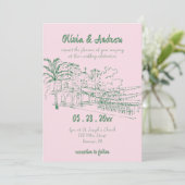 Elegante Eenvoudige Katholieke Hand Getrokken Kerk Kaart (Staand voorkant)