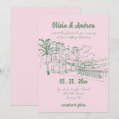 Elegante Eenvoudige Katholieke Hand Getrokken Kerk Kaart (Voorkant / Achterkant)