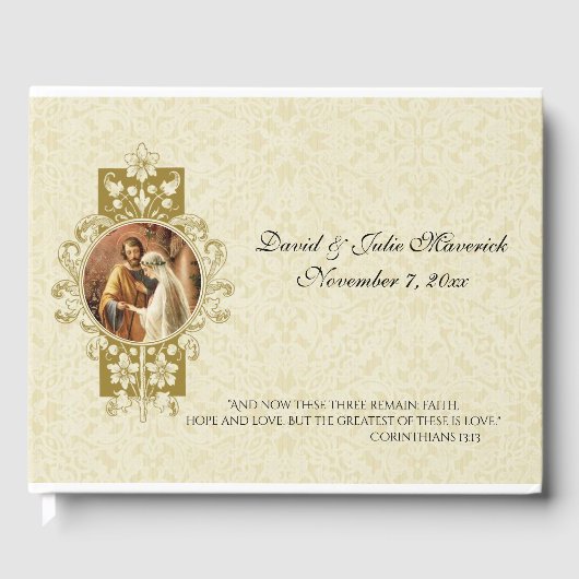 Elegante Eenvoudige Katholieke Trouw Traditieel Gastenboek (Voorkant)