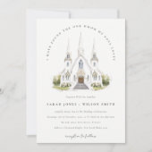 Elegante eenvoudige katholieke Waterverf bruiloft Kaart (Voorkant)