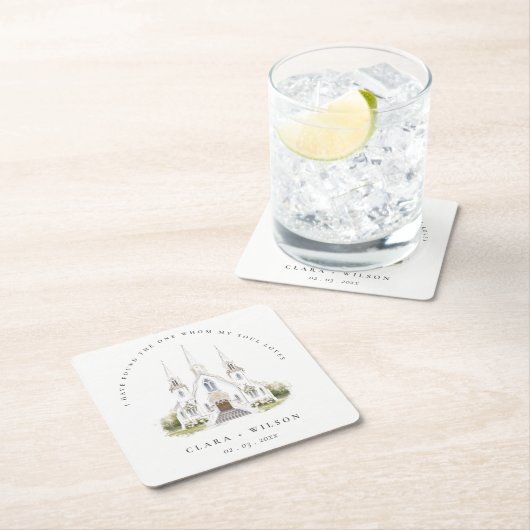 Elegante eenvoudige katholieke Waterverf bruiloft Kartonnen Onderzetters (Insitu)