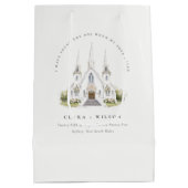 Elegante eenvoudige katholieke Waterverf bruiloft Medium Cadeauzakje (Achterkant)