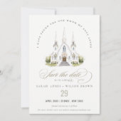 Elegante eenvoudige katholieke Waterverf bruiloft Save The Date (Voorkant)