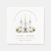 Elegante eenvoudige katholieke Waterverf bruiloft Servet (Voorkant)