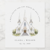 Elegante eenvoudige katholieke Waterverf bruiloft Wijn Etiket (Enkel label)