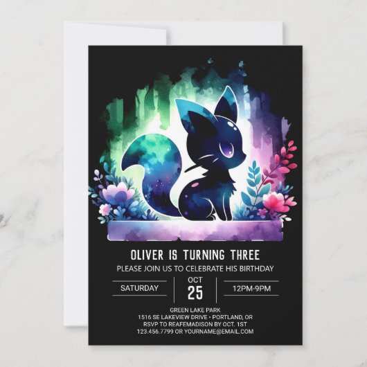 Elegante eenvoudige kattenverjaardag prachtig kaart (Voorkant)