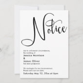 Elegante eenvoudige kennisgeving uitgestelde trouw kaart (Voorkant)