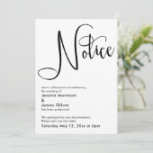Elegante eenvoudige kennisgeving uitgestelde trouw kaart (Staand voorkant)