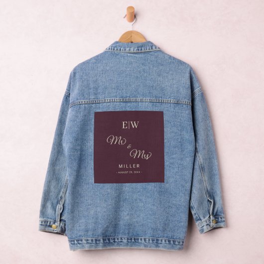 Elegante eenvoudige kersenlak, monogram bruiloft denim jacket (Hangar)