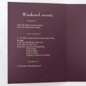 Elegante eenvoudige kersenlak, monogram bruiloft drieluik programma (Binnenzijde eerst)