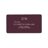 Elegante eenvoudige kersenlak, monogram bruiloft etiket (Voorkant)