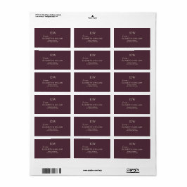 Elegante eenvoudige kersenlak, monogram bruiloft etiket