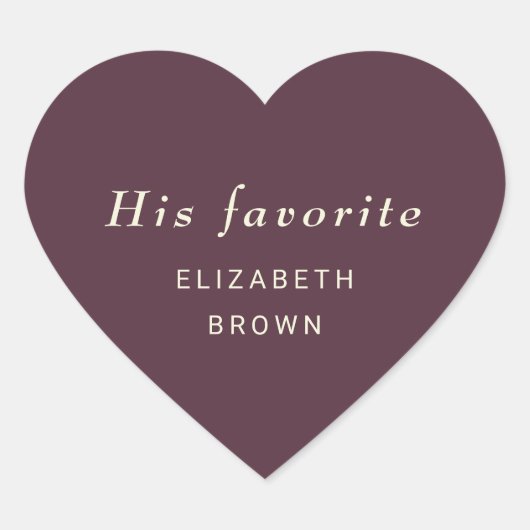 Elegante eenvoudige kersenlak, monogram bruiloft hart sticker (Voorkant)