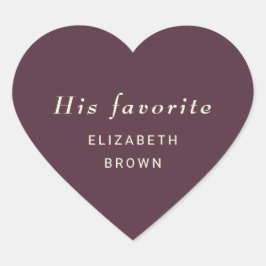 Elegante eenvoudige kersenlak, monogram bruiloft hart sticker