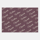Elegante eenvoudige kersenlak, monogram bruiloft inpakpapier vel (Voorkant 2)