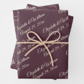 Elegante eenvoudige kersenlak, monogram bruiloft inpakpapier vel (In situ)