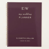 Elegante eenvoudige kersenlak, monogram bruiloft planner (Voorkant)