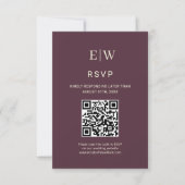 Elegante eenvoudige kersenlak, monogram bruiloft RSVP kaartje (Voorkant)