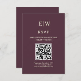 Elegante eenvoudige kersenlak, monogram bruiloft RSVP kaartje