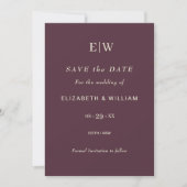 Elegante eenvoudige kersenlak, monogram bruiloft save the date (Voorkant)
