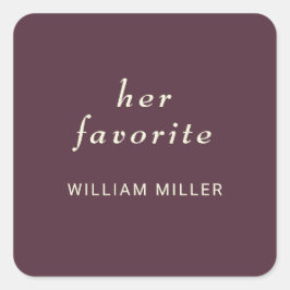 Elegante eenvoudige kersenlak, monogram bruiloft vierkante sticker