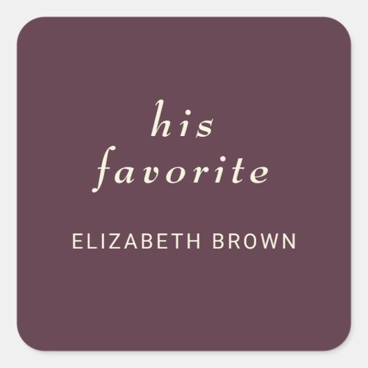 Elegante eenvoudige kersenlak, monogram bruiloft vierkante sticker (Voorkant)