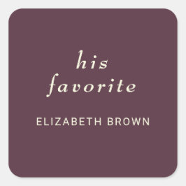 Elegante eenvoudige kersenlak, monogram bruiloft vierkante sticker