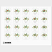 Elegante Eenvoudige Kerst Waterverf Botanisch Vierkante Sticker (Vel)