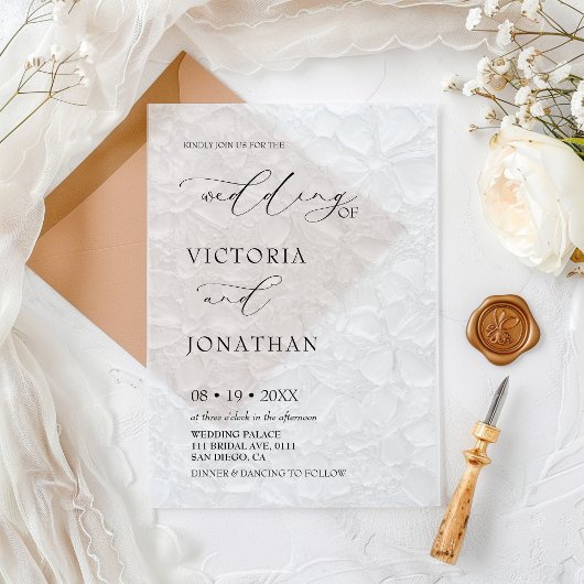 Elegante eenvoudige klassieke bruiloft acryl uitnodigingen