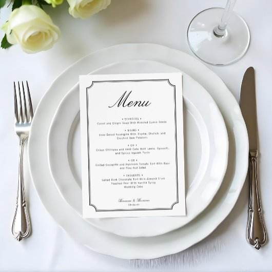 Elegante Eenvoudige Klassieke Minimalistische Zwar Menu
