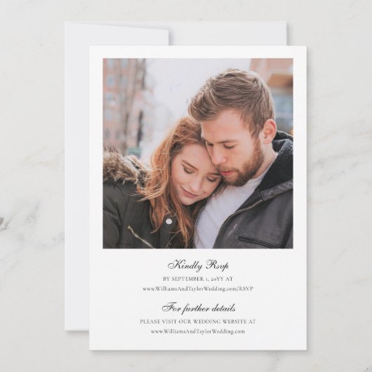 Elegante Eenvoudige Klassieke Witte Huwelijk met R Kaart (Achterkant)