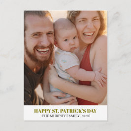 Elegante Eenvoudige Klavertje Foto St. Patrick's D Feestdagenkaart